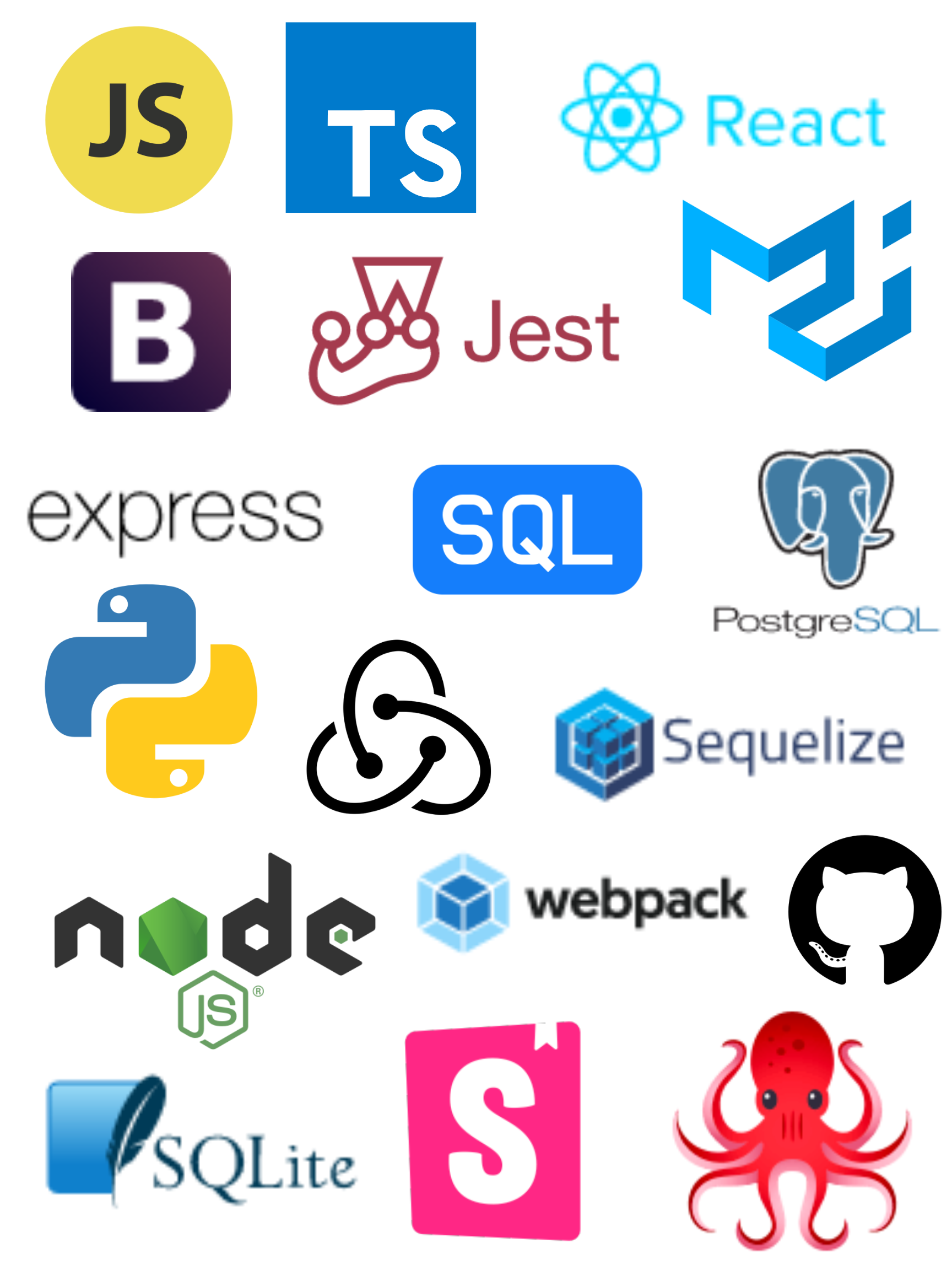 An image with various logos in my tech stack.